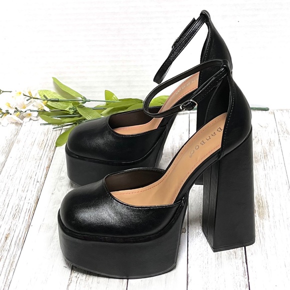 Shoes | New Black Mary Jane Platform Chunky Heel Pumps | Poshmark